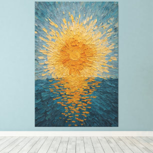 Goldene Sonne über blauem Ozean Texturierte abstra Leinwanddruck
