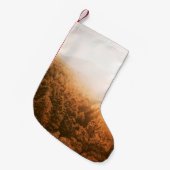 GOLDENE SONNE ÜBER EINEM WALD KLEINER WEIHNACHTSSTRUMPF (Vorderansicht (hängend))