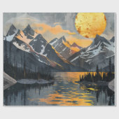 Goldene Sonne über schneebedeckte Berge - Boho Wil Geschenkpapier (Flach)
