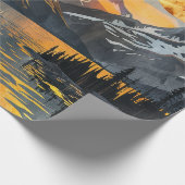 Goldene Sonne über schneebedeckte Berge - Boho Wil Geschenkpapier (Ecke)