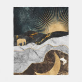 Goldene Sonne und Mond mit Elefant in Marmor Kosmi Fleecedecke (Vorderseite)