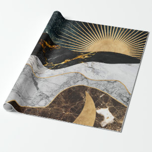 Goldene Sonne und Mond mit Elefant in Marmor Kosmi Geschenkpapier