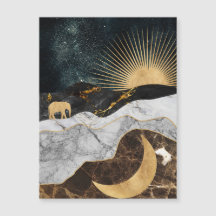 Goldene Sonne und Mond mit Elefant in Marmor Kosmi