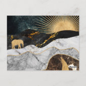 Goldene Sonne und Mond mit Elefant in Marmor Kosmi Postkarte (Rückseite)