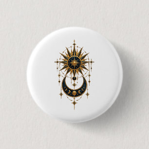 Goldene Sonne und zunehmender Mond Kunst Button