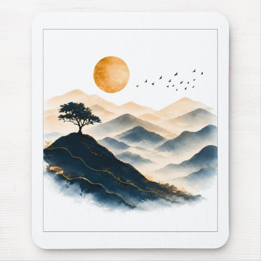 Goldene Sonnenberglandschaft  Mousepad (Vorne)
