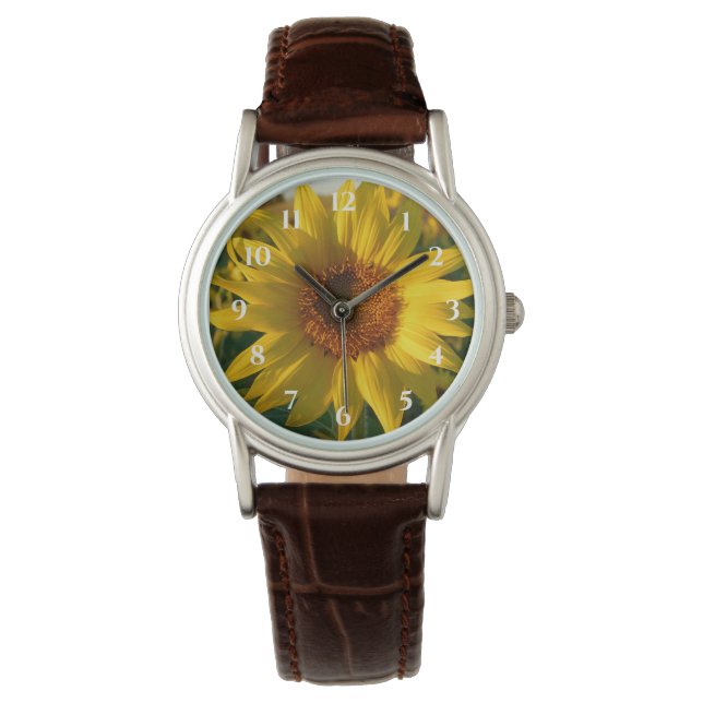 Goldene Sonnenblume Armbanduhr (Vorderseite)