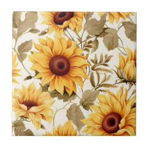 Goldene Sonnenblume Botanisches Muster Keramikflie Fliese