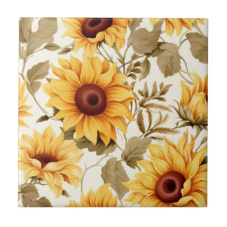 Goldene Sonnenblume Botanisches Muster Keramikflie Fliese
