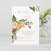Goldene Sonnenblume Brautparty Einladung (Stehend Vorderseite)