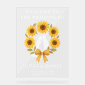 Goldene Sonnenblume Hochzeit im Herbst Empfang Acrylschild (Vorderseite)
