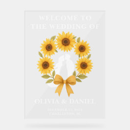 Goldene Sonnenblume Hochzeit im Herbst Empfang Acrylschild