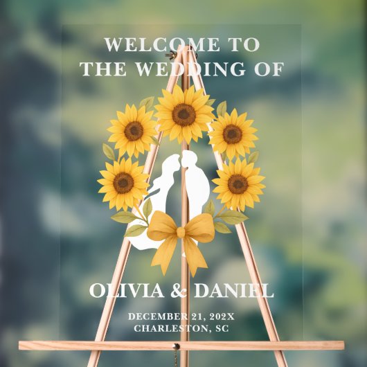 Goldene Sonnenblume Hochzeit im Herbst Empfang Acrylschild (Neutral)