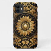 Goldene Sonnenblume im Verzierten Barock Case-Mate iPhone Hülle (Rückseite)