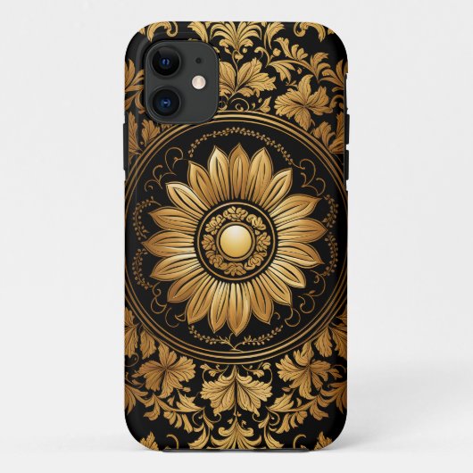 Goldene Sonnenblume im Verzierten Barock Case-Mate iPhone Hülle (Rückseite)