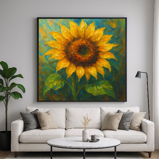 Goldene Sonnenblume - Impasto Malerei Art Poster