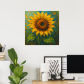 Goldene Sonnenblume - Impasto Malerei Art Poster (Heimbüro)