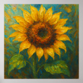 Goldene Sonnenblume - Impasto Malerei Art Poster (Vorne)