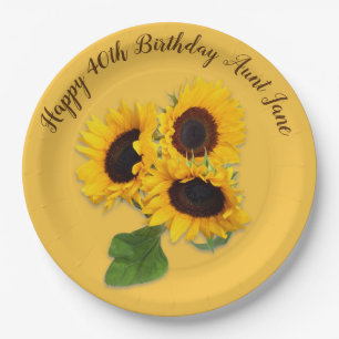 Goldene Sonnenblume Individuelle Geburtstagsfeier Pappteller