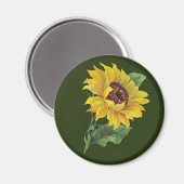 Goldene Sonnenblume Magnet (Vorderseite/Rückseite)
