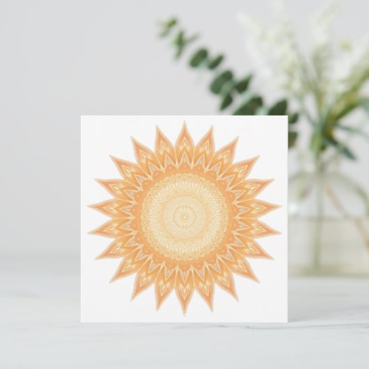 "Goldene Sonnenblume Mandala - Licht in dir" Einladung (Stehend Vorderseite)