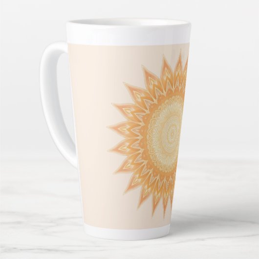 "Goldene Sonnenblume Mandala - Licht in dir" Milchtasse (Linke Ecke)