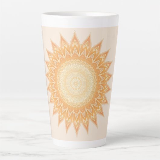 "Goldene Sonnenblume Mandala - Licht in dir" Milchtasse (Vorderseite)