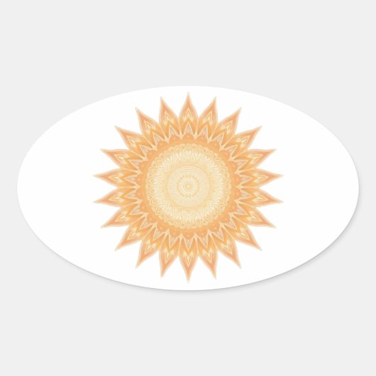 "Goldene Sonnenblume Mandala - Licht in dir" Ovaler Aufkleber (Vorderseite)