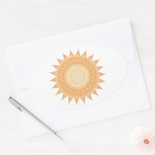 "Goldene Sonnenblume Mandala - Licht in dir" Ovaler Aufkleber (Umschlag)