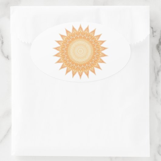 "Goldene Sonnenblume Mandala - Licht in dir" Ovaler Aufkleber (Tasche)