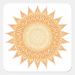 "Goldene Sonnenblume Mandala - Licht in dir" Quadratischer Aufkleber
