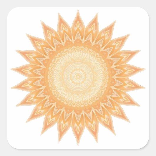 "Goldene Sonnenblume Mandala - Licht in dir" Quadratischer Aufkleber (Vorderseite)