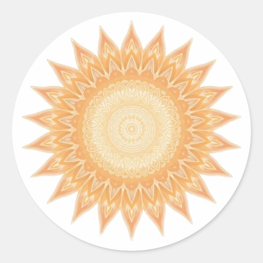 "Goldene Sonnenblume Mandala - Licht in dir" Runder Aufkleber (Vorderseite)