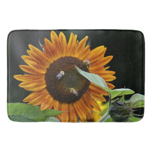 Goldene Sonnenblume mit Bienen Badematte