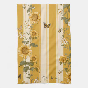 Goldene Sonnenblume Monarch Schmetterling Land Geschirrtuch