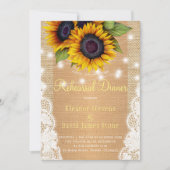Goldene Sonnenblume Rustikales Probe Dinner Einladung (Vorderseite)