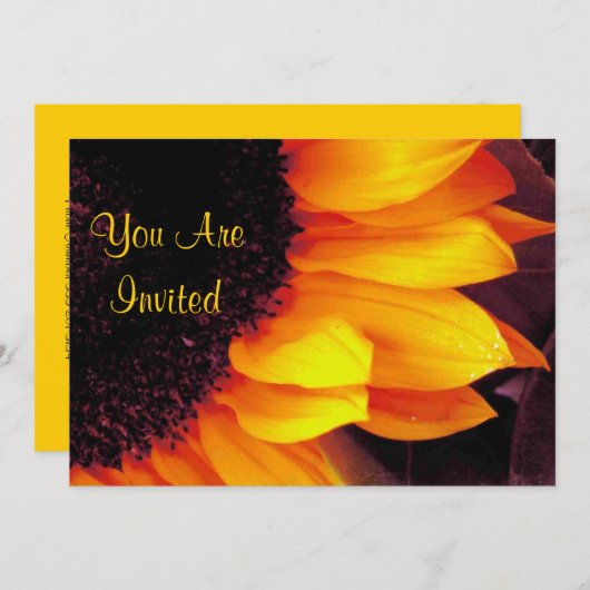 Goldene Sonnenblume sind Sie eingeladene Hochzeit Einladung (Vorne/Hinten)