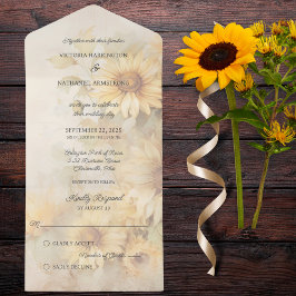 Goldene Sonnenblumen All In One Einladung