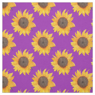 Goldene Sonnenblumen auf Lila Stoff
