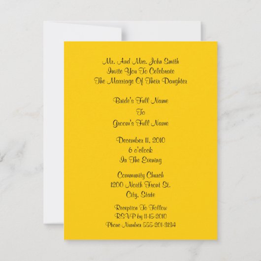 Goldene Sonnenblumen Blume Sie sind eingeladen Einladung (Rückseite)