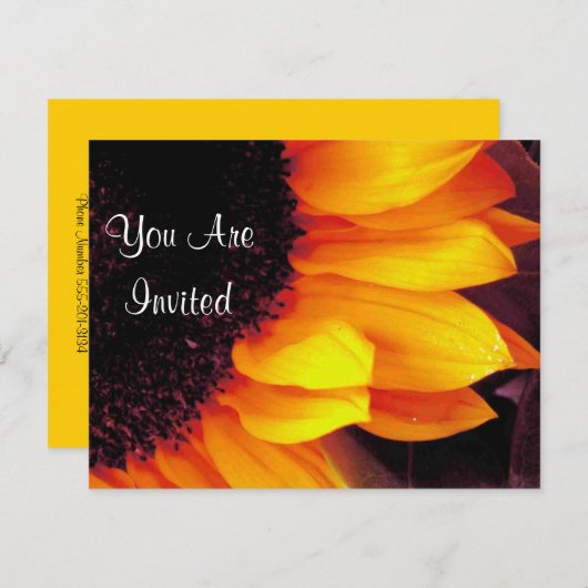 Goldene Sonnenblumen Blume Sie sind eingeladen Einladung (Vorne/Hinten)
