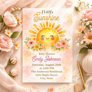 Goldene Sonnenblumen-Blumenmädchen-Gestaltung Einladung
