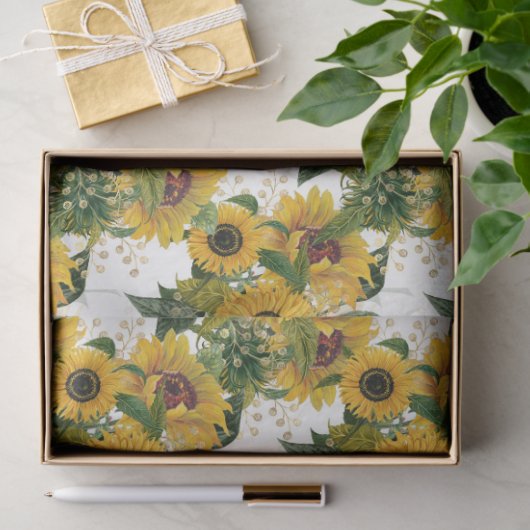 Goldene Sonnenblumen Design 7 Seidenpapier (Geschenk)