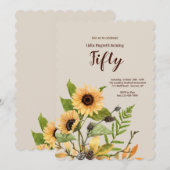 Goldene Sonnenblumen Einladung (Vorne/Hinten)