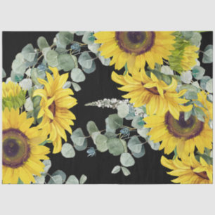 Goldene Sonnenblumen-Eukalyptus-Grün Seidenpapier
