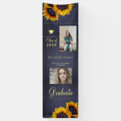 Goldene Sonnenblumen FOTO Collage Graduation Party Banner (Vertikal)