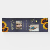 Goldene Sonnenblumen FOTO Collage Graduation Party Banner (Horizontal)