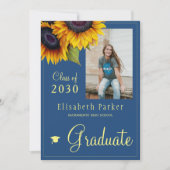 Goldene Sonnenblumen FOTO Collage Graduation Party Einladung (Vorderseite)