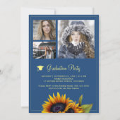 Goldene Sonnenblumen FOTO Collage Graduation Party Einladung (Rückseite)