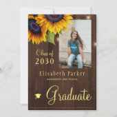 Goldene Sonnenblumen FOTO Collage Graduierungspart Einladung (Vorderseite)